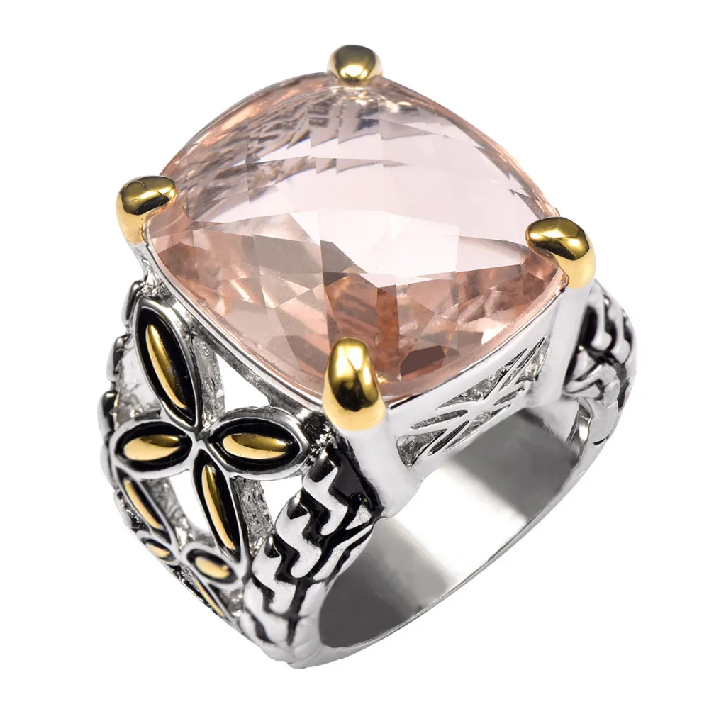 Shiny Morganite 925 Sterling Silver Ring Factory price For Women Size 6 7 8 9 10 11 F1487