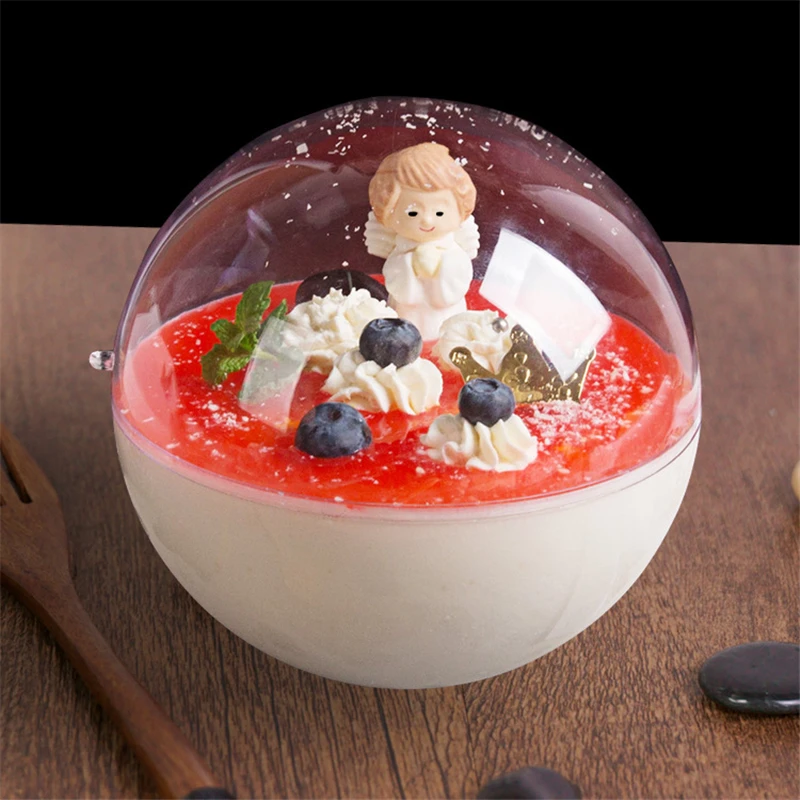 Cute Transparency Mousse Cake Ball Box PP Cake Packing Tools Dessert Fruit Round Box Cake Show Box Take Out Food Container 10pcs