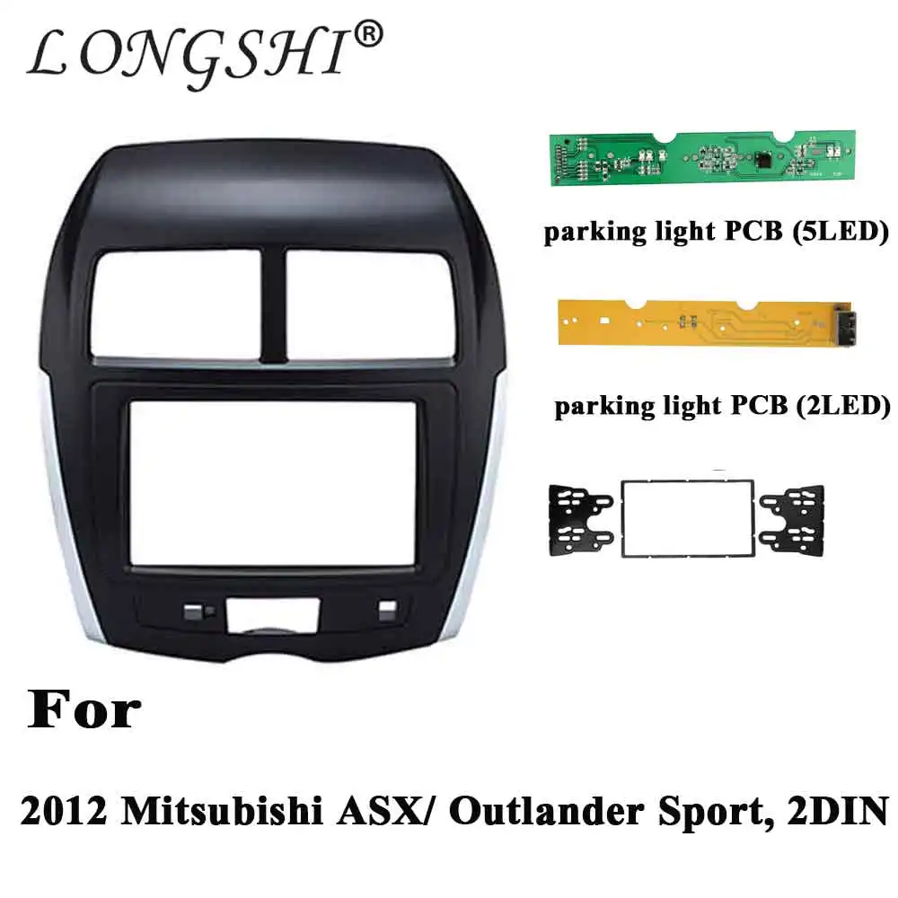 LONGSHI Car Radio Fascia for 2012 Mitsubishi ASX Outlander Spor RVR Stereo Facia Dash CD Trim Installation Kit Frame 2DIN