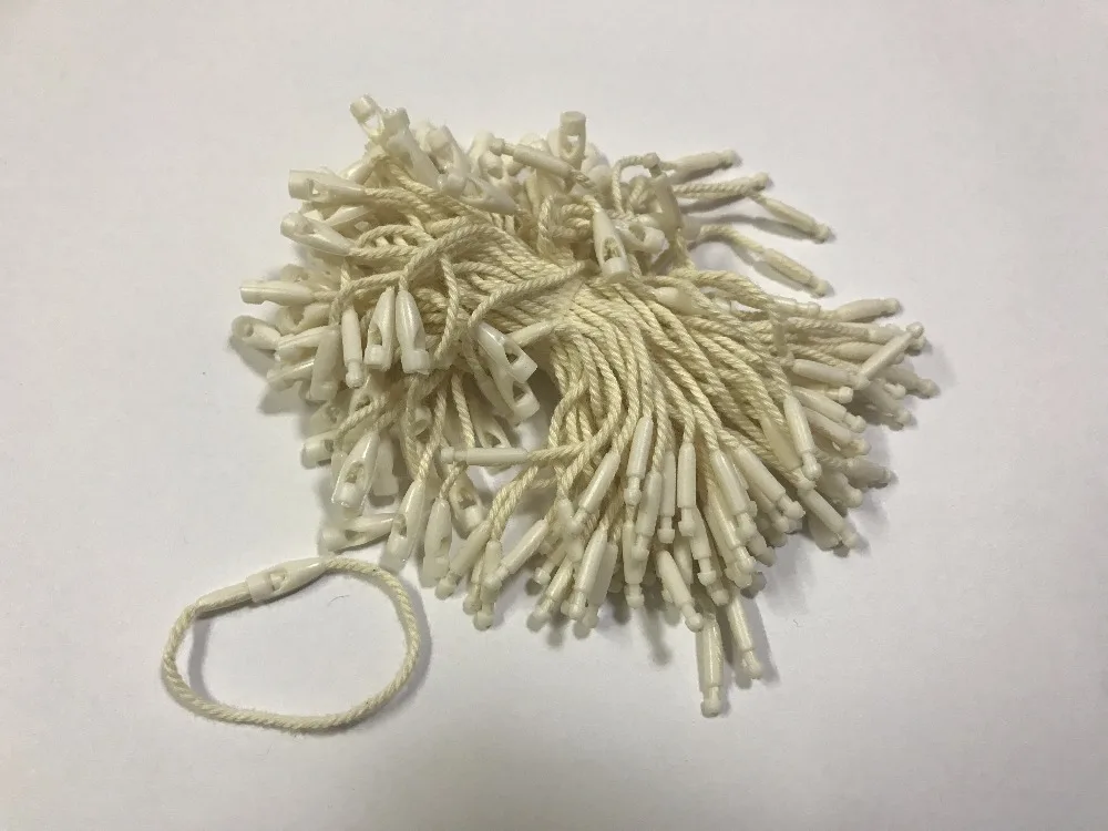 8cm beige in stock Good quality cotton hang tag strings in apparel seal tag bullet head cord for garment 1000pcs lot