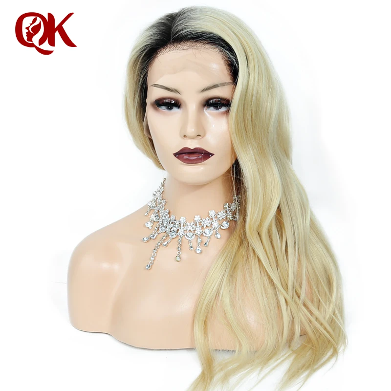 

QueenKing hair 13x4 Lace Front Wig 150% Density Ombre 1B 613 Blonde Silky Straight Preplucked Hairline 100% Brazilian Human Hair