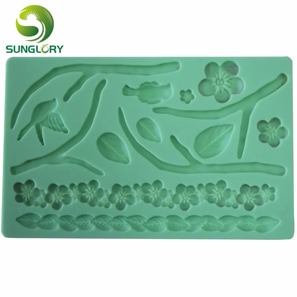 

DIY Flower 3D Silicone Cake Mold Tree With Leaf Bird Shaped Moldes De Silicona Fondant Baking Mold Cake Decorating Tools
