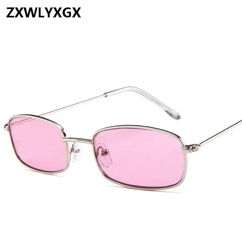 New Small Rectangle Retro occhiali da sole uomo Brand Designer Red Metal Frame Clear Lens occhiali da sole donna Unisex UV400