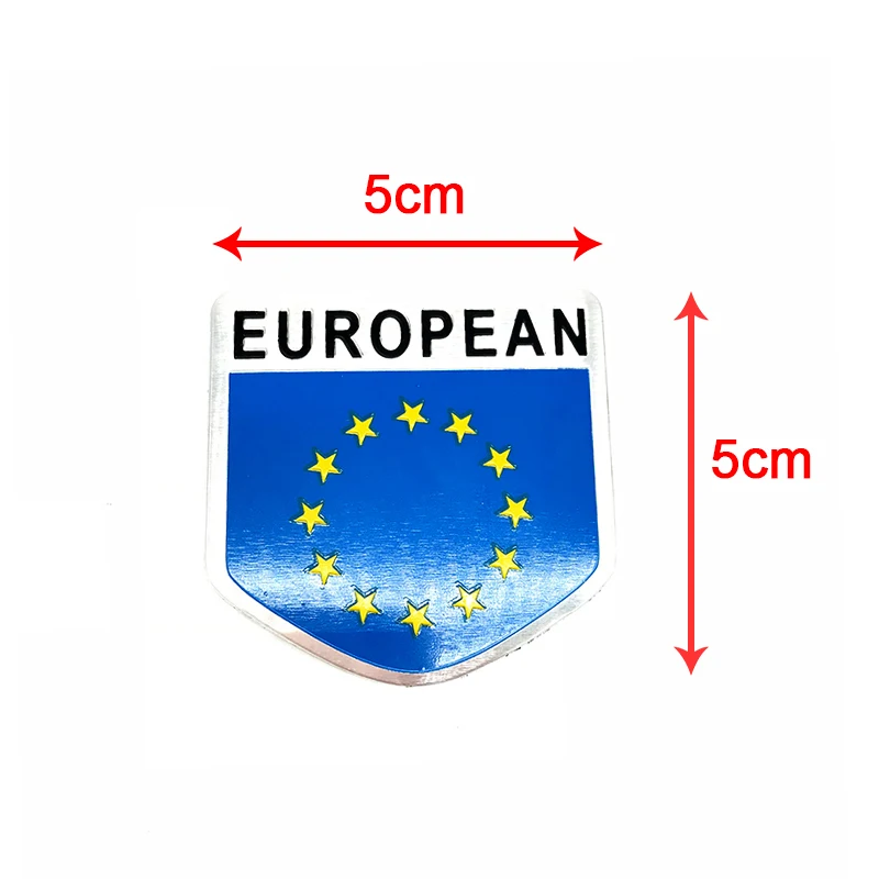 Aluminum Alloy European Union National Flag Car Body Sticker Automobiles Motorcycle Grille Exterior Decorating Accessories