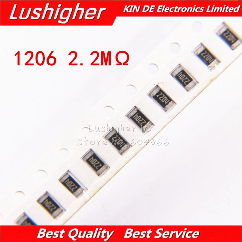 100PCS 1206 SMD Resistor 1% 2.2M Ohm 2204 2.2Mohm