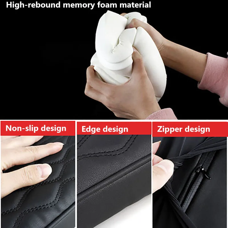 PU Leather Car Armrest Pad Cover Universal Center Console Wave Embroider Auto Seat Box Protection Cushion Hand Supports