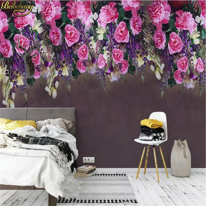 

beibehang Custom wallpaper European retro rose TV background wall papers home decor papel de parede 3d wallpaper