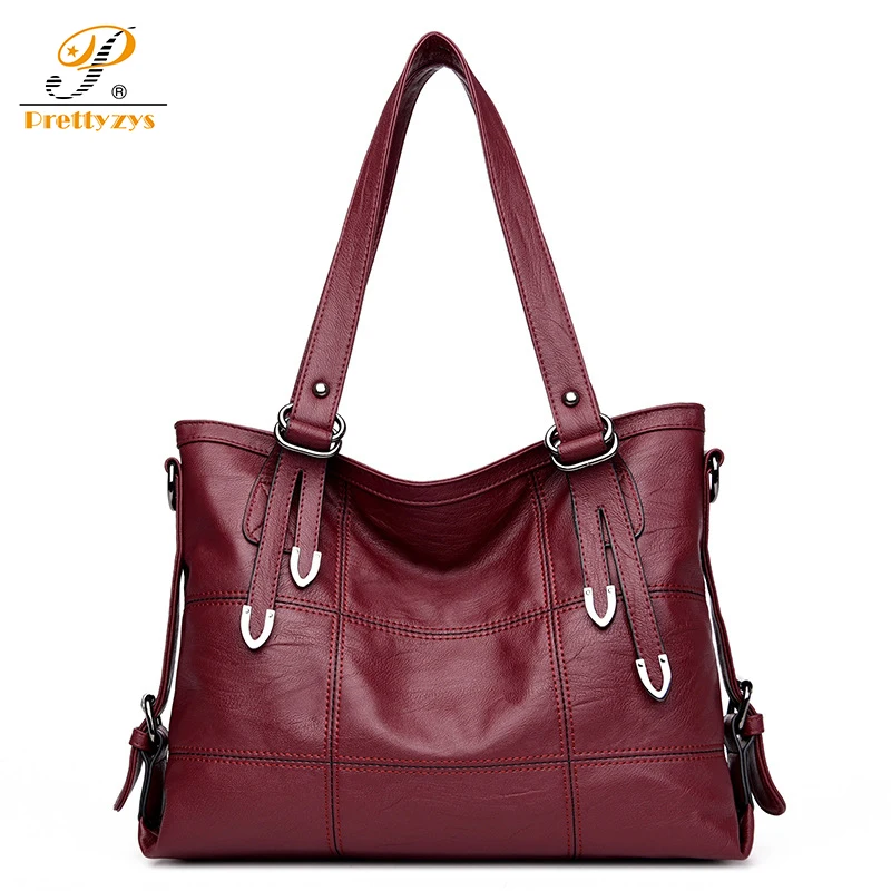 

Prettyzys 2017 Luxry Brand Women Leather Handbags Lady Large Tote Female Shoulder Bags Vintage Stitching Crossbody Patchwork Sac