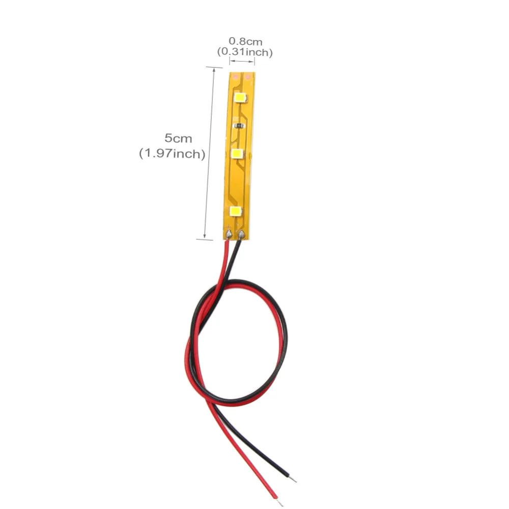 Evemodel 10pcs Pre-wired Warm White Bright White 3-LEDs SMD LED 3528 Light  Strip Self-adhesive 12V 5CM DD03