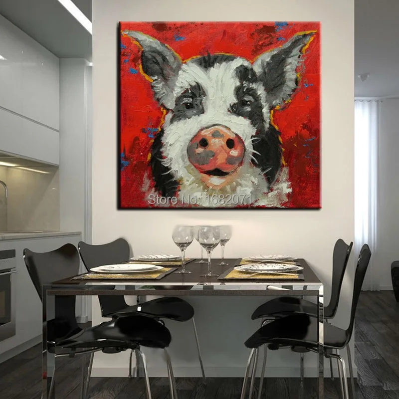 Cheapest Price Wholesale High Quality Abstract Pig Head Oil Painting On Canvas Kitchen Room Oil Painting Decoration Animal Pig