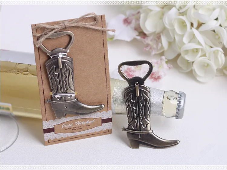 Alloy cowboy boots beer bottle opener Shoes open bottle opener European wedding Favor 20PCS/LOT