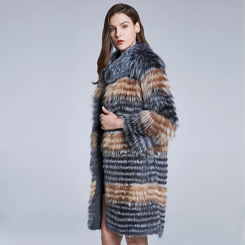 JKP new fox fur 90cm long natural real fur coat women winter Fox Fur full sleeve long Fox Fur coat HFT-W01