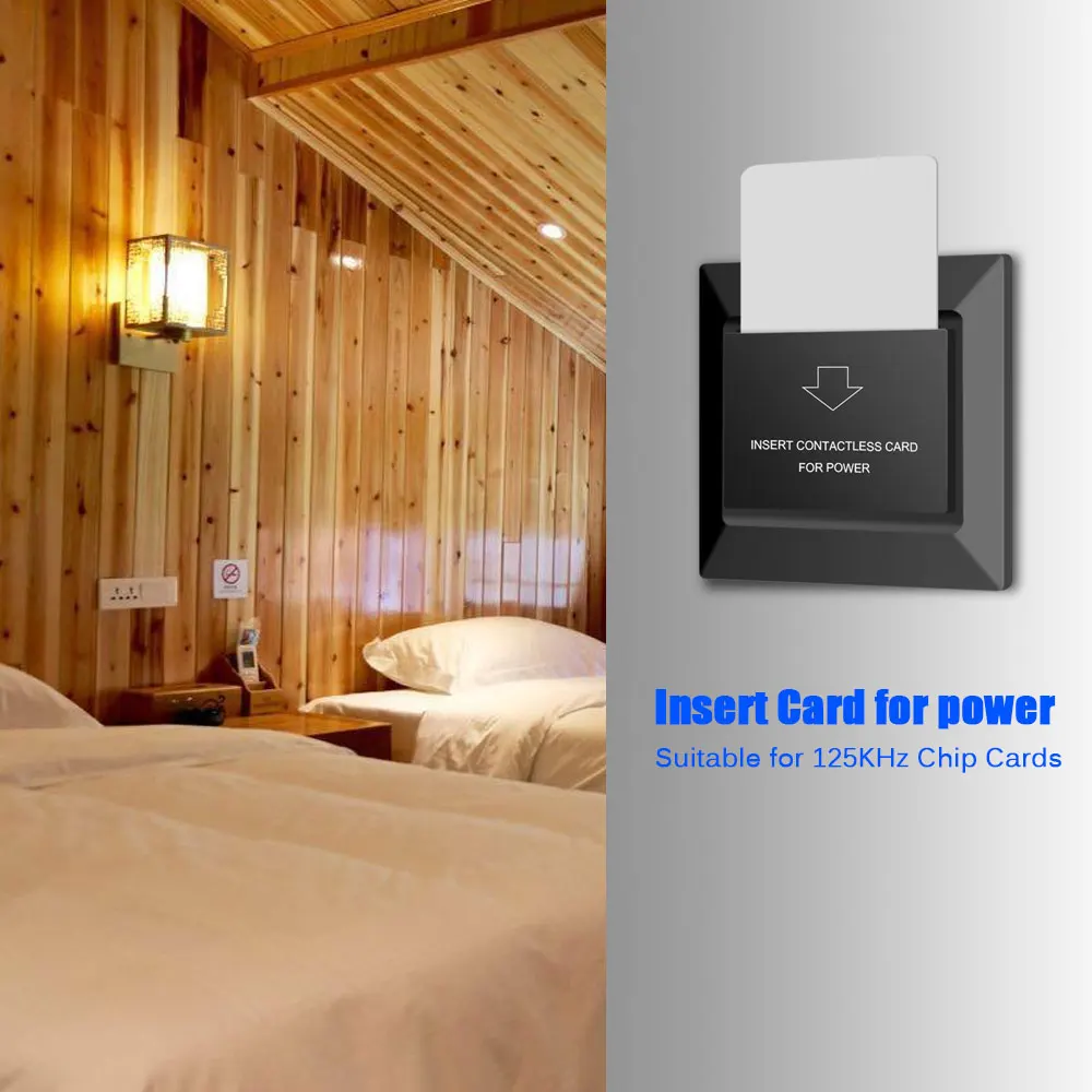 NEW black hotel card switch 125KHz temic motel rfid contactless wall switch insert tk4100 em4200 t57 t5557 card to take power