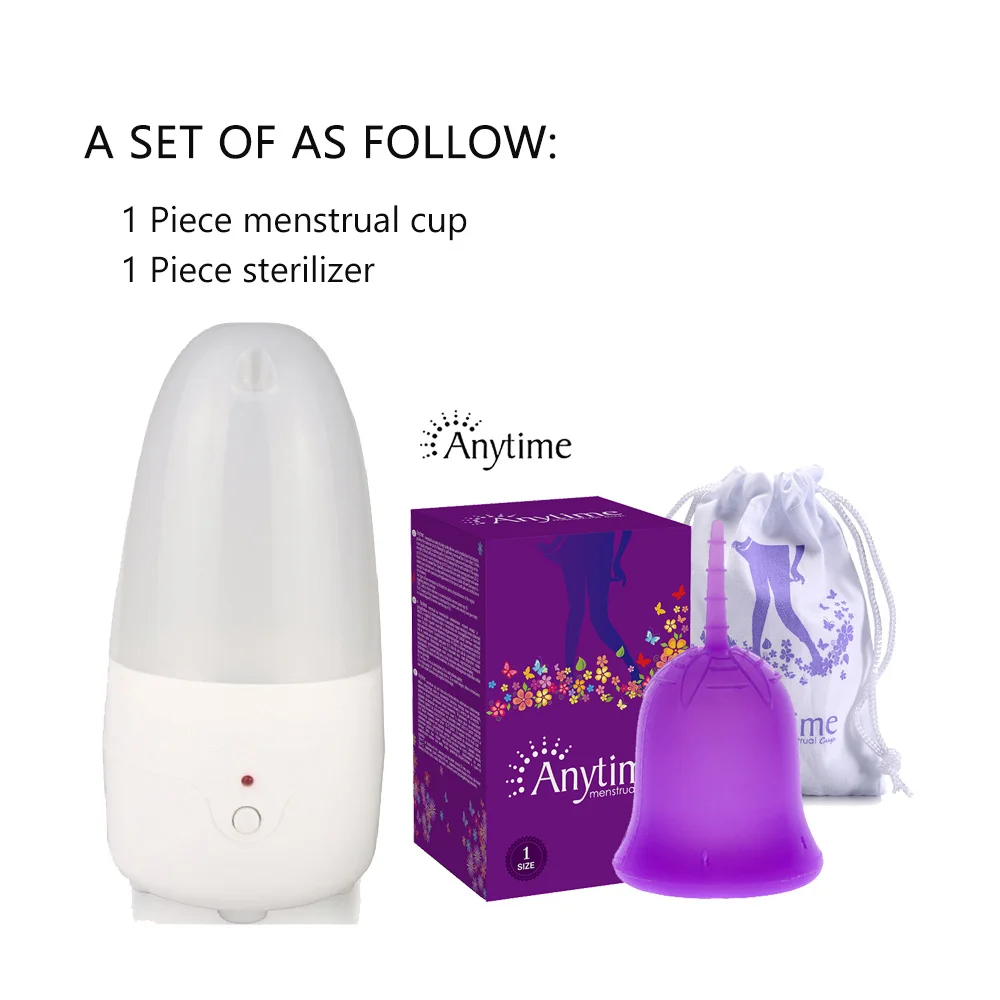 

Anytime Feminine Hygiene Medical Silicone Menstrual Cup Set Women Reusable Lady Cup Sterilizer for Clean Menstrual Collector