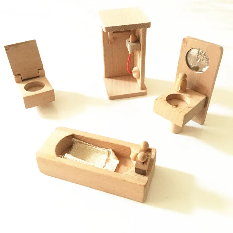 Traditionelle Holzspielzeug Mini Holz Möbel Spielzeug Puppenhaus Puppenhaus Dekoration Sicherheits Kein Ölfarbe Pretend Play Neuheit Geschenke