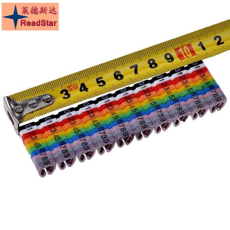 100PCS/Box ReadStar 7mm CAT6 network cable number marker clip 0-9 numbers cable markers 100pcs each retail packing