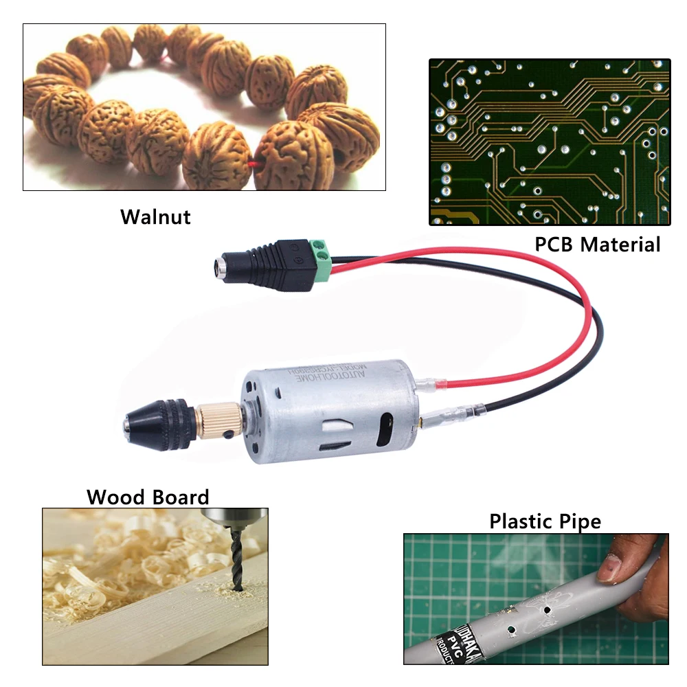 Mini broca manual conjunto de ferramentas elétricas dc 12v motor 0.5-3.5mm m8 mandril torção brocas caber metal macio madeira pcb pvb perfuração de plástico