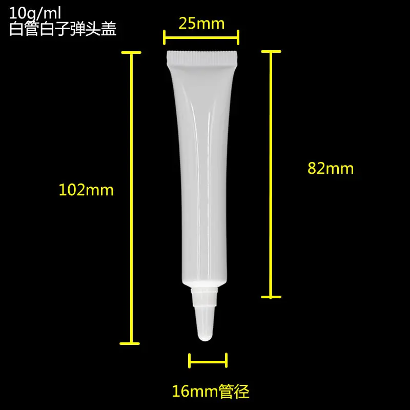 

50pcs plastic white soft tube for cosmetics 10ml, plastic eye cream tube, 10 ml plastic tube packaging for personal care