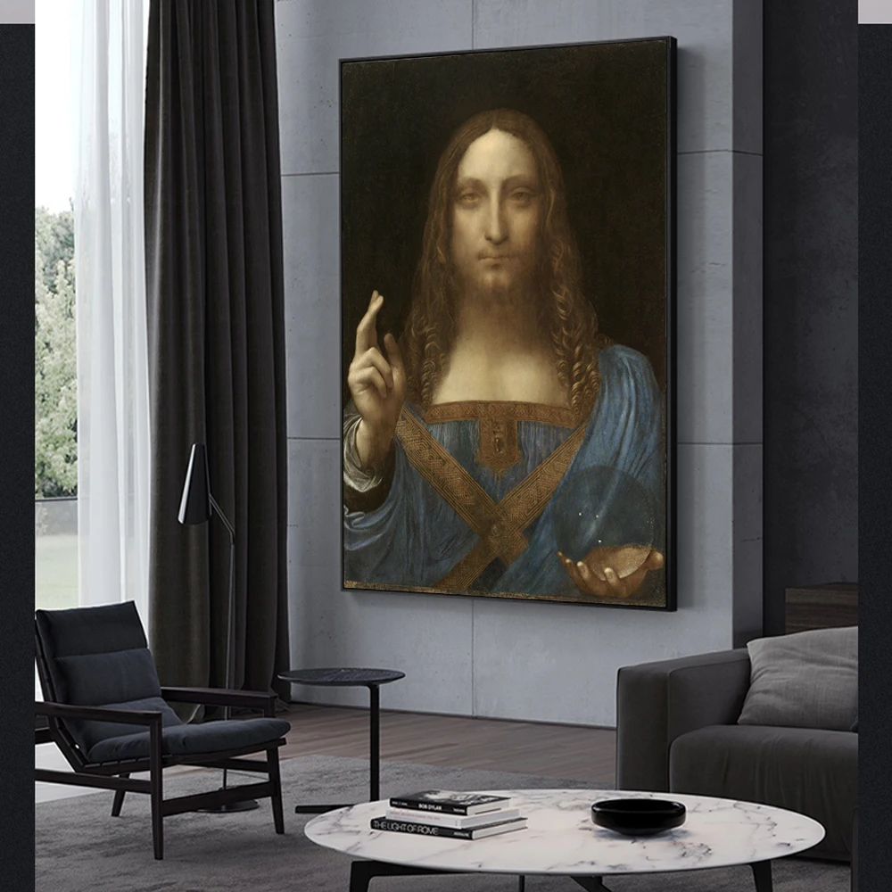 Salvator Mundi Famous Wall Art Canvas Paintings By Leonardo Da Vinci  Reproduction Decorative Canvas Prints For Living Room Wall