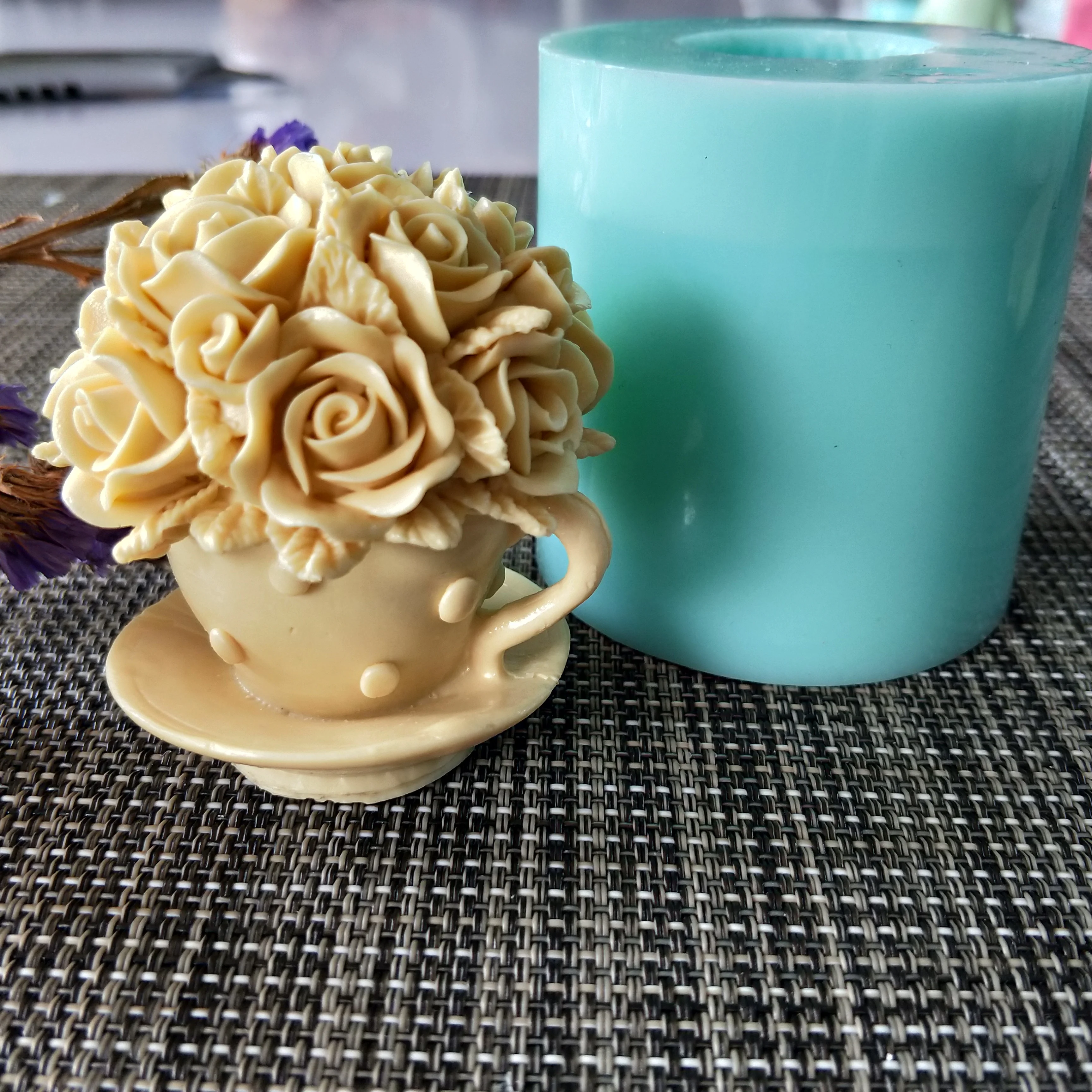 HC0120 Flower rose cup silicone mold soap mould Flower handmade soap making molds candle mold