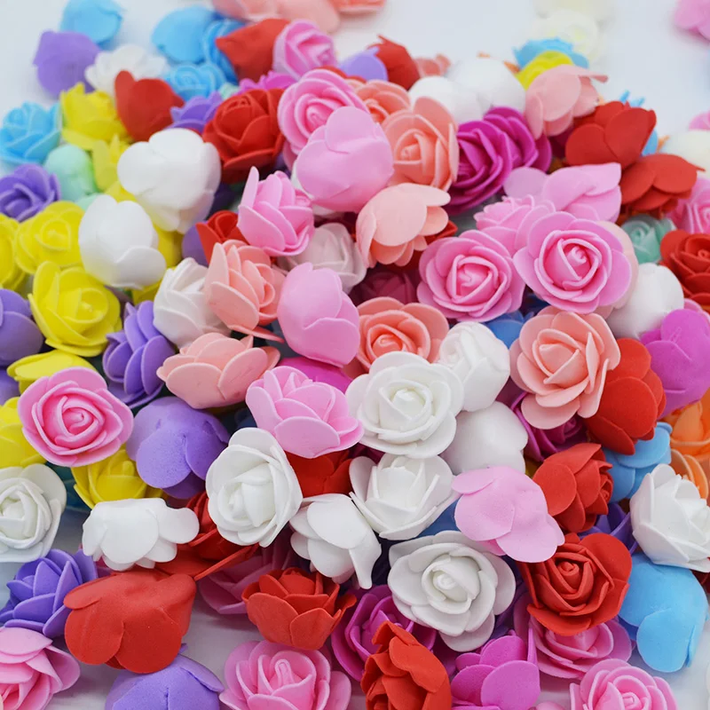 50Pcs/lot 3.5cm PE Foam Rose Head Artificial Rose Flowers Home Garden Decorative Wreath Supplies Wedding Event Party Decoration