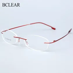 BCLEAR Rimless Glasses Frame Women Titanium Alloy Ultralight Eyeglasses Prescription Frameless Eyewear Myopia Optical Frame
