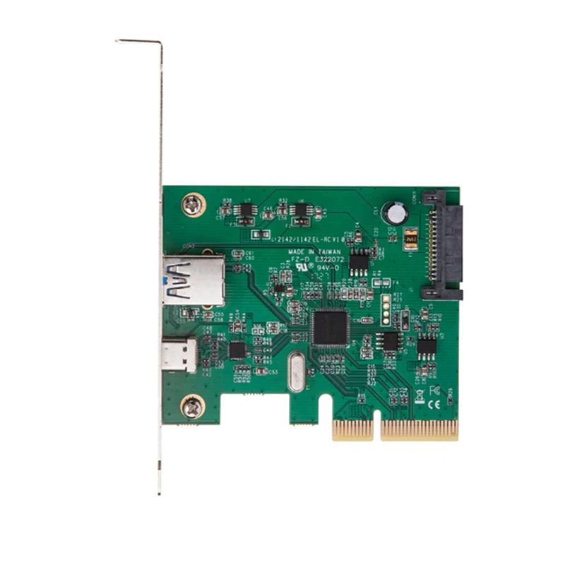 

H1111Z PCI Express to USB3.1 USB-C + USB3.1 Type-A host controller card up to USB3.1 Gen-II 10Gbps supper speed+ ASM3142 Chipset