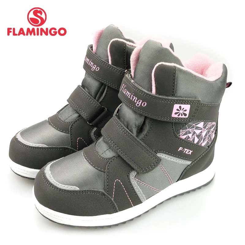 Flamingo Bulu Musim Dingin Tetap Hangat Anti-Slip Berkualitas Tinggi Tahan Air Anak Ukuran 29-35 Sepatu Bot Salju untuk Gadis 82M-YC-1046/1047