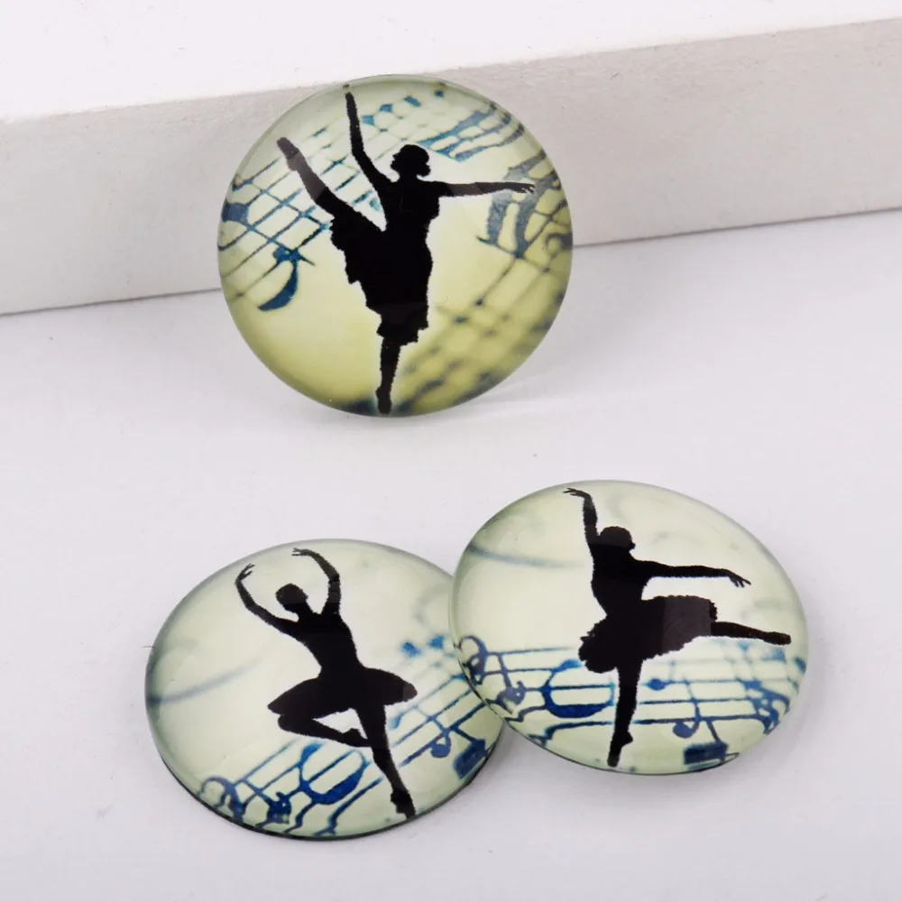 reidgaller handmade Mix Ballet Dancing Girl Photo Glass Cabochon 10mm 12mm 14mm 18mm 20mm 25mm diy jewelry findings