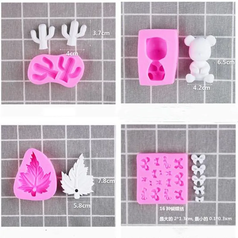 

100% Handmade Plants Animal Fondant Molds Flower Shape Silicone Soap Mold Cute Bear Chocolate Bakeware 1PC Candy Crafts