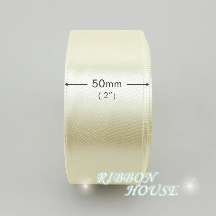 (25 yards/roll) 50mm Cream White Single face satin ribbon webbing decoration gift Christmas ribbons