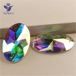 YANRUO 2052TH All Sizes AB Oval Flat Back Glass Strass Sewing DIY Crafts Crystal Stone Sew On Rhinestones For Clothing