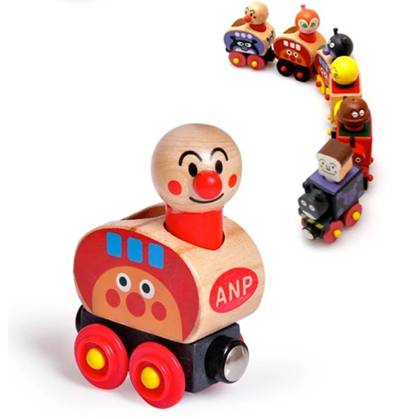 

D419 Anpanman Children's wooden toys, magnetic car can be common with wooden track