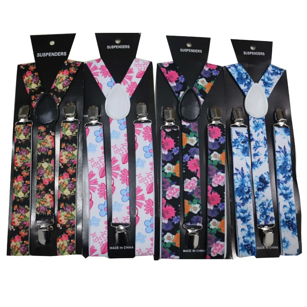 Free Shipping 2019 New Fashionable  1 Inch Wide Adult Adjustable Clip On Floral Suspenders Flower Braces For Womens Ladies