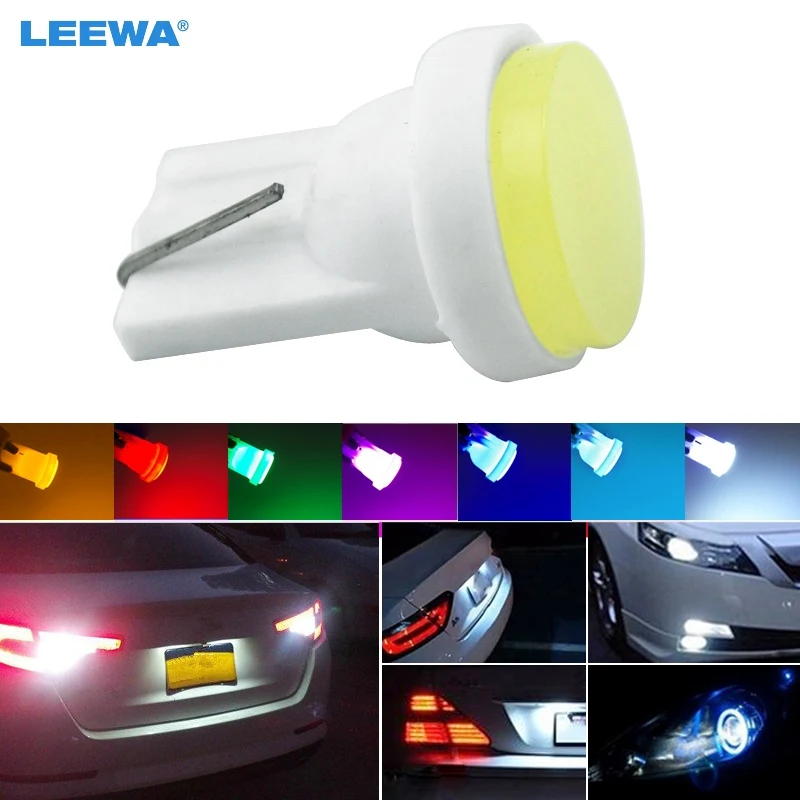 LEEWA 5 stücke Auto T10 194 COB W5W 6-LED Wedge Tür Side Innen Lampe Lampe Auto LED Licht DC12V 7-Farbe # CA2904