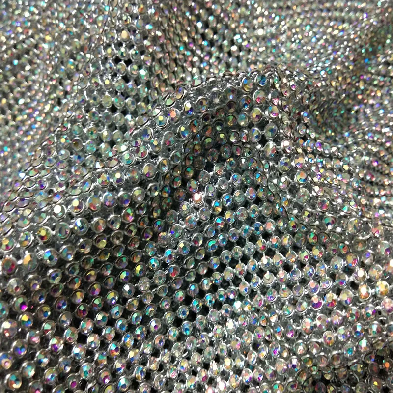 Bling Bling Chunky Glitter AB Rhinestones GOLD SILVER Metal Mesh Fabric Metallic cloth Metal Sequin Sequined Home Decoration