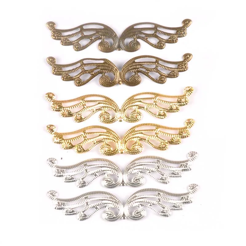 10Pcs Wing Shape Filigree Connectors Wraps Embellishments For DIY Scrapbook Handmade Home Decor Metal Crafts Supplies Yk0743