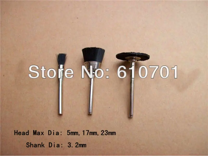 15PCS Pen/Bowl/T/Parallel Shape 5/17/23mm End Nylon Plastic Wire Brush 3.2mm mandrel For Rotary Tools Electric Grinder Milling