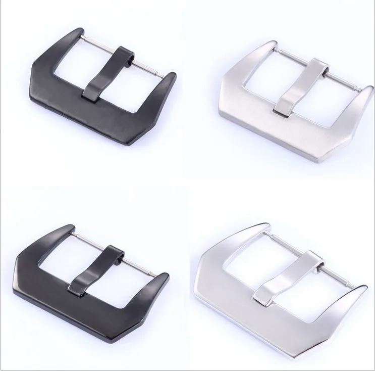 50Pcs/Lot Watch Buckle Stainless Steel Watch Buckle Silver Black Dull Polish Smooth Polish With Spring Bar 20MM 22MM 24MM 26MM