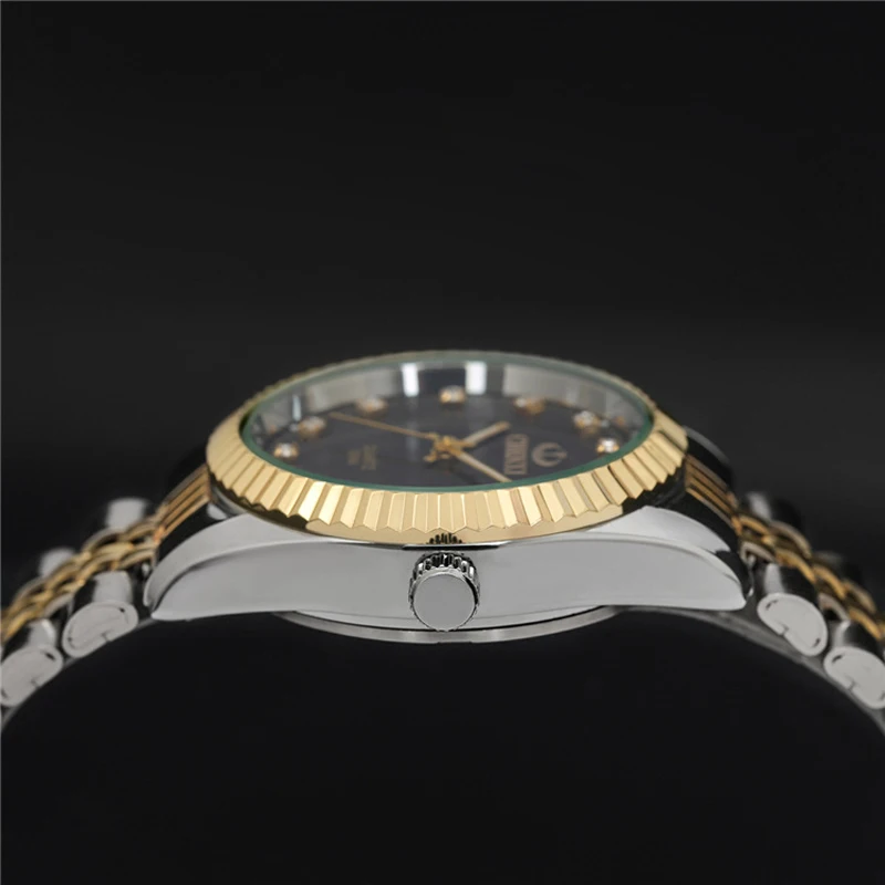 CHENghts-Montre-bracelet à quartz en acier inoxydable pour homme, marque de luxe, nouvelle horloge dorée, mode masculine, vente en gros