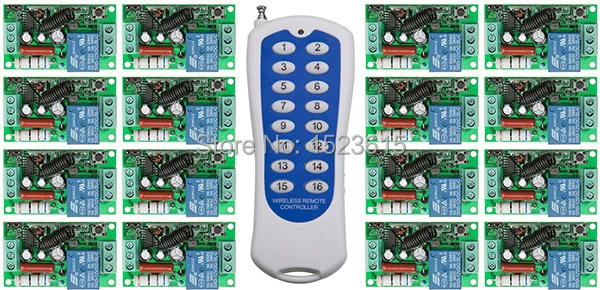 

New AC220V 1CH 10A wireless remote control switch system teleswitch 16CH Transmitter + 16 * Receiver relay smart house z-wave