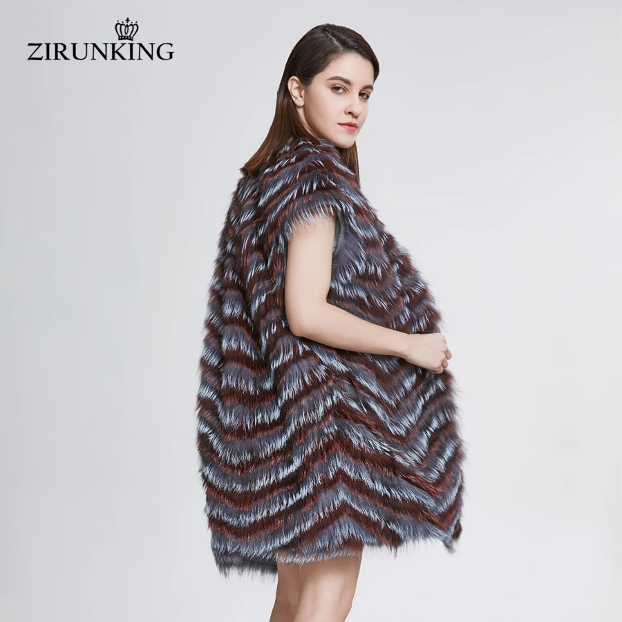 ZIRUNKING-سترة نسائية من فرو الثعلب الطبيعي ، معطف خريفي دافئ وخريفي بدون أكمام ، ZC1836