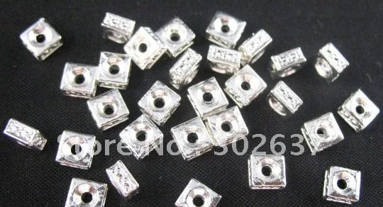 FREE SHIPPING 750 Pcs Silver plated square spacer beads 5mm A536SP