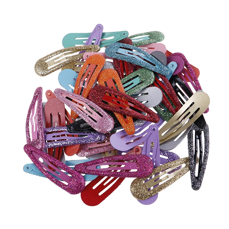 10 Stks/partij Mode Haar Clips Snap Glitter Haarspelden Vrouwen Haar Baret Metalen Klauw Clip Leuke Kids Hairgrip Meisje Haar Accessoires