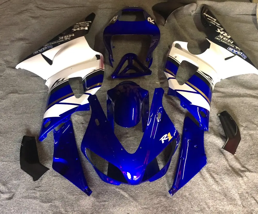 

Bo Blue and white fairings kit for YAMAHA YZF R1 YZF1000 98 99 R1 custom fairing set YZF R1 1998 1999 body parts