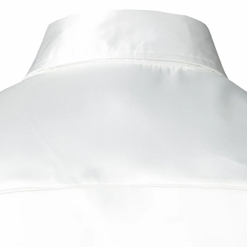 Stylish White Silk Satin Shirt Men Chemise Homme 2023 Casual Long Sleeve Slim Fit Mens Dress Shirts Business Wedding Male Shirt
