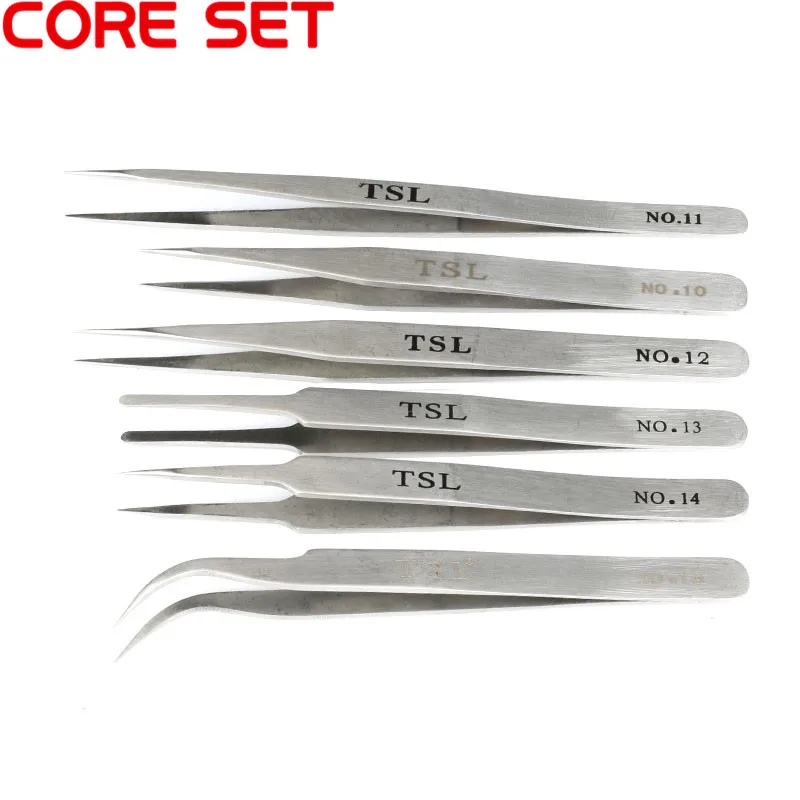 Stainless Steel Tweezer Electronics Tweezers Set Kit False Eyelash Forceps Precision Watchmaker Repair Multi Tools Hard Thick