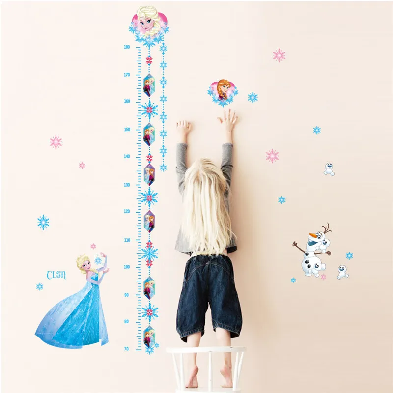 Cartoon Frozen Height Measure Growth Chart Wall Stickers For Kids Rooms Decals Wall Art Decor Murals Girl\'s Room Posters
