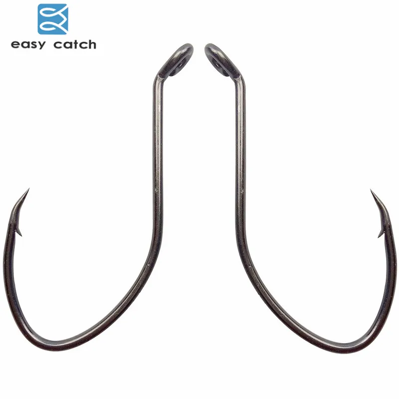 

Easy Catch 100pcs 8832 High Carbon Steel Fishing Hooks Black Offset Wide Gap Catfish Bait Fishhooks Size10#-8/0