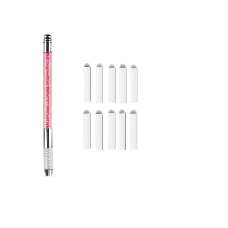 10pcs U Shape 18pins with 1pcs Tattoo Eyebrow Crystal Pen Combination Tattoo Sets for Microblading Permanent Makeup